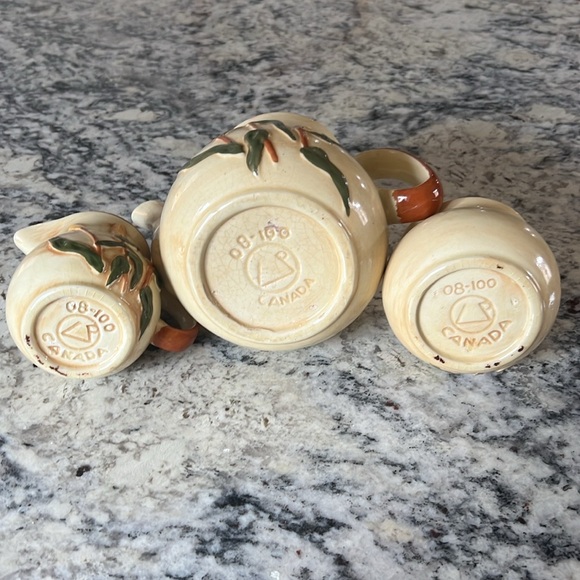 Vintage Stoneware LP Laurentian Pottery Canada Teapot Sugar and Creamer Set - Picture 13 of 16